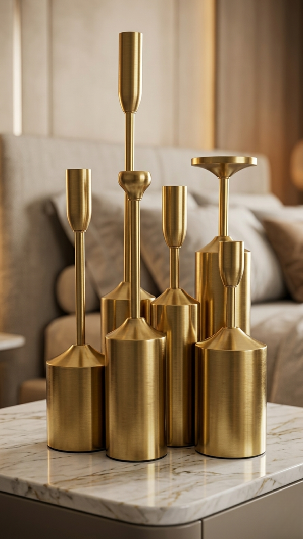 Candle Holder Set (Pack of 6) – Light Luxury Gold Plated Elegance