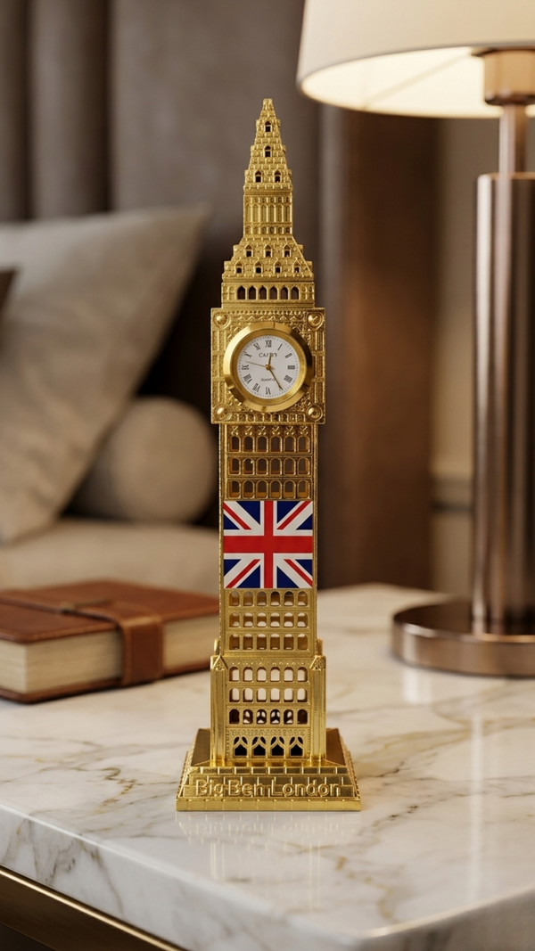 Big Ben Miniature Clock Tower – Premium Gold Metal Decor
