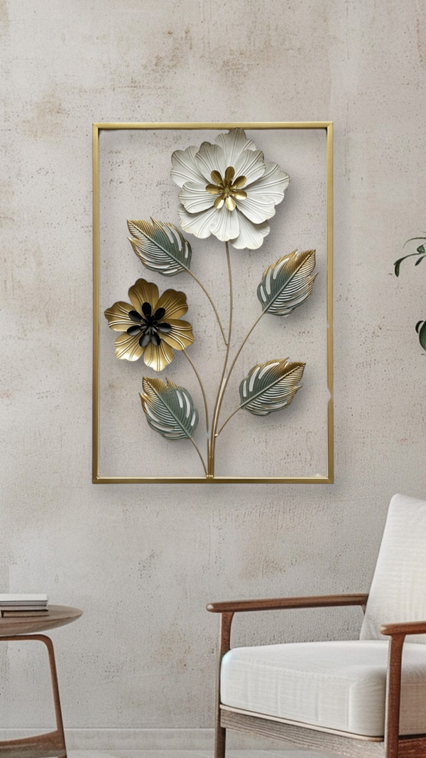 3D Metallic Floral Wall Art