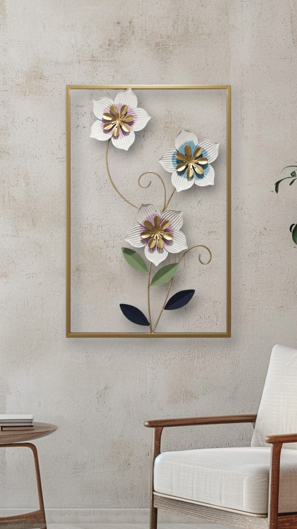 3D Metallic Floral Wall Art