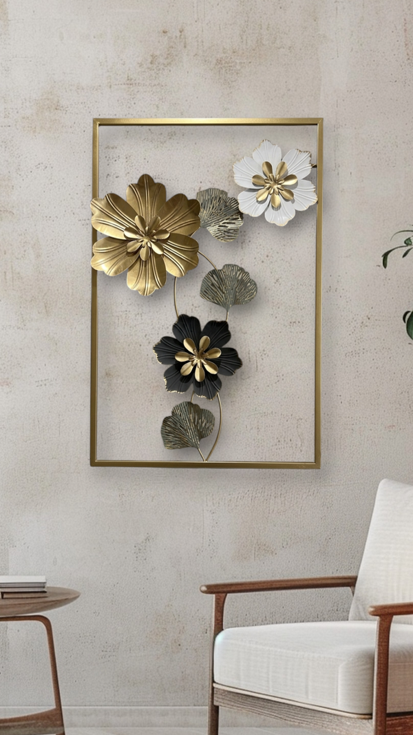 3D Metallic Floral Wall Art