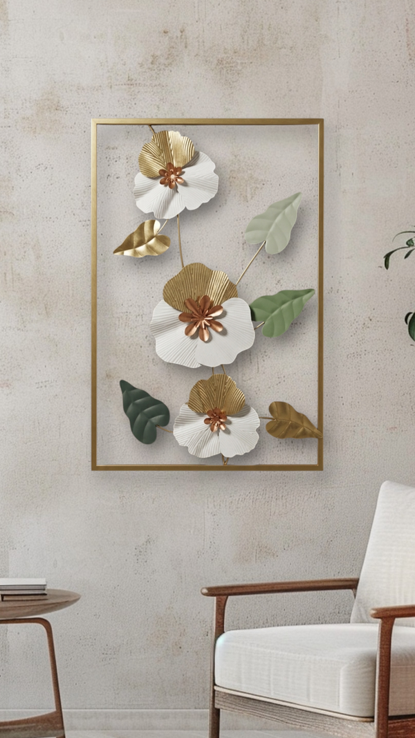3D Metallic Floral Wall Art