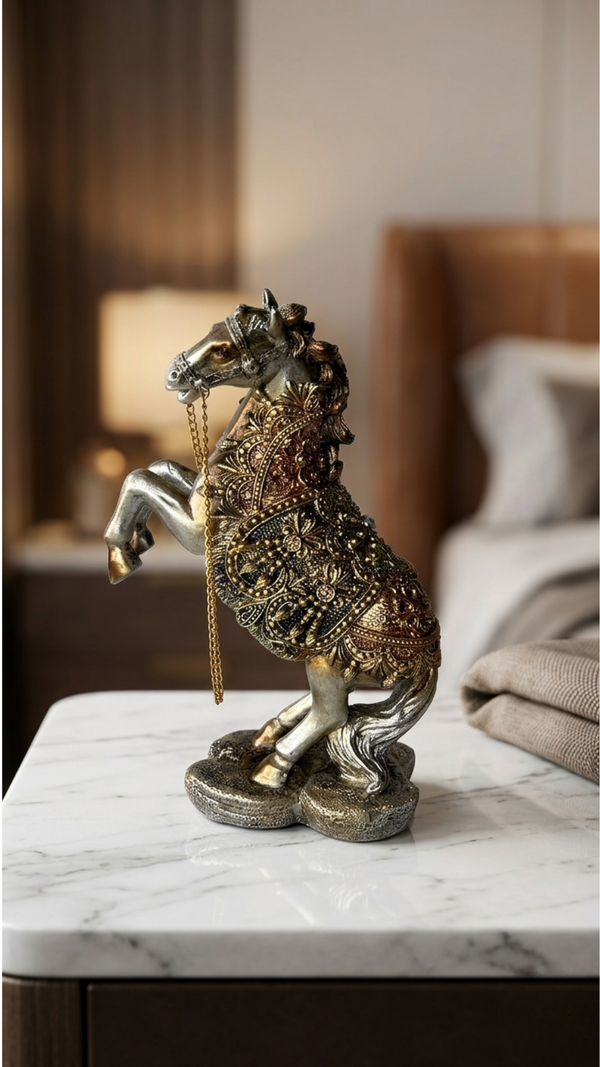 Antique Horse Statue with Chain