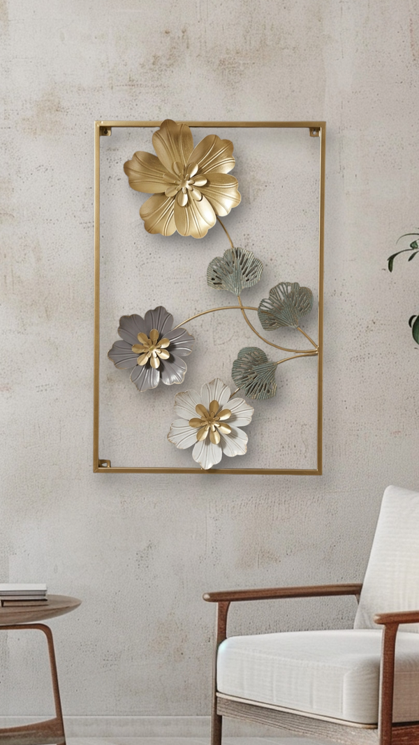 3D Metallic Floral Wall Art
