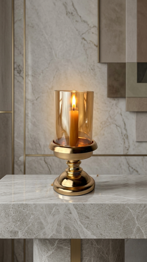 Elegant Metal & Glass Candle Holder