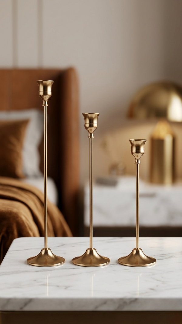 3 Piece Metallic Candle Stand Set – Premium Luxury Accent