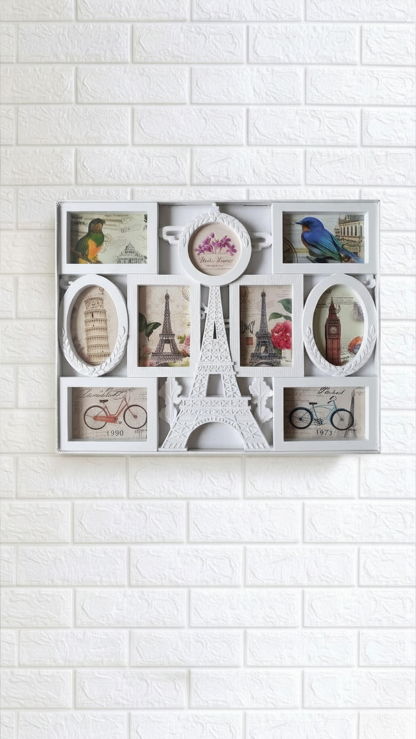 Family Photo Frame with 3D Eiffel Tower – Elegant Memory Display