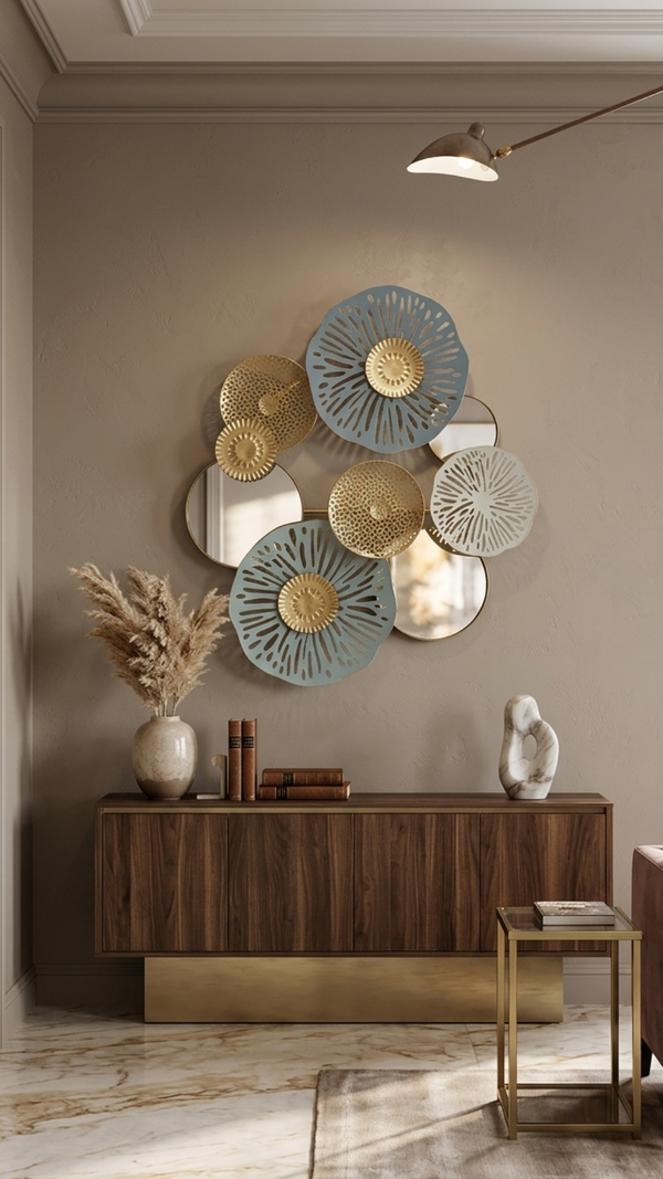 3D Modern Abstract Metal Wall Decor with Mirrors