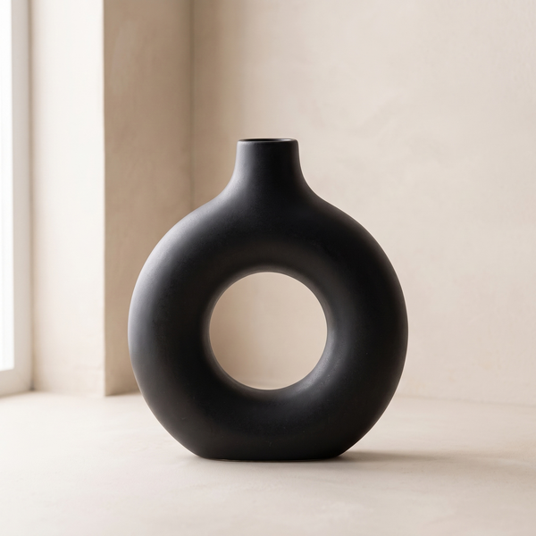 Black Donut Vase Large