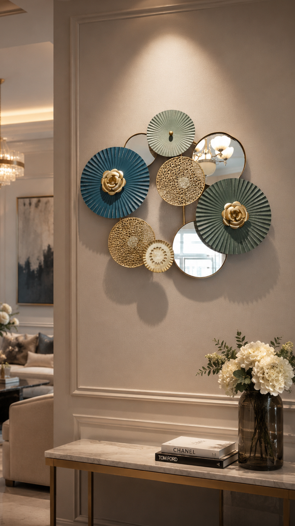 3D Modern Abstract Metal Wall Decor with Mirrors